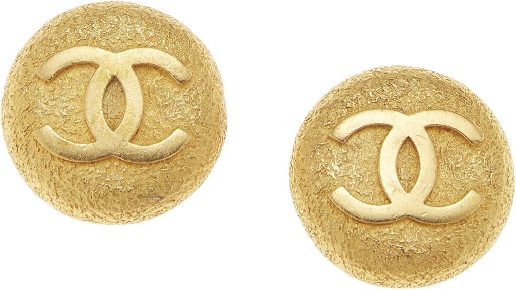 Chanel Round textured gold button earrings