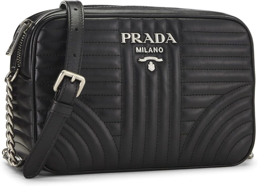 Prada, Pre-Loved Black Calfskin Diagramme Camera Bag Medium, Black