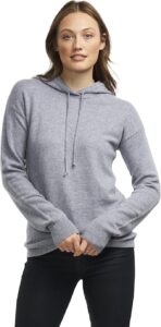 BEYOND FASHION Women's Hoodie Sweater Solid Color Long Sleeve - 100% Pure Cashmere - Heavenly Soft