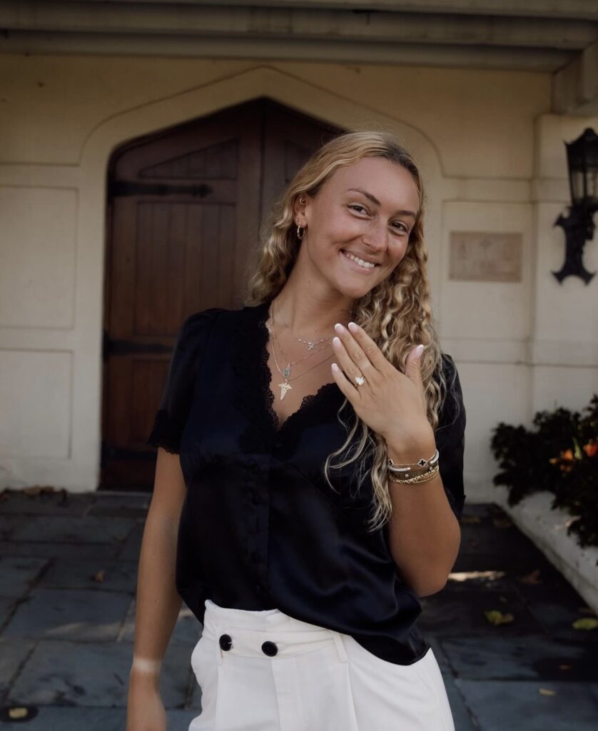 young bride-to-be showing her engagement ring