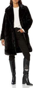 Black faux fur coat